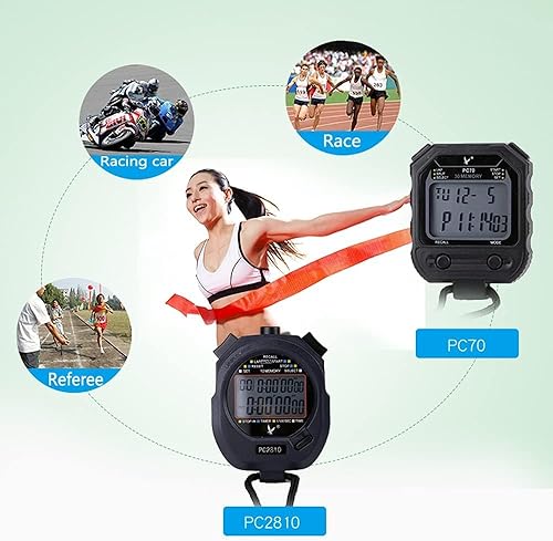 Miniatura 8 de Cronómetro digital,2 filas 10 vueltas,Pantalla de temperatura,Indicación de batería baja,Natación,Baloncesto,Entrenamiento profesional,Entrenamiento