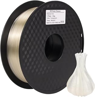PLA 1.75mm Filament 3D Printer Filament Consumables Dimensional Accuracy +/- 0.02mm PLA Filament 1kg Transparent Color, Fit Most FDM 3D Printers