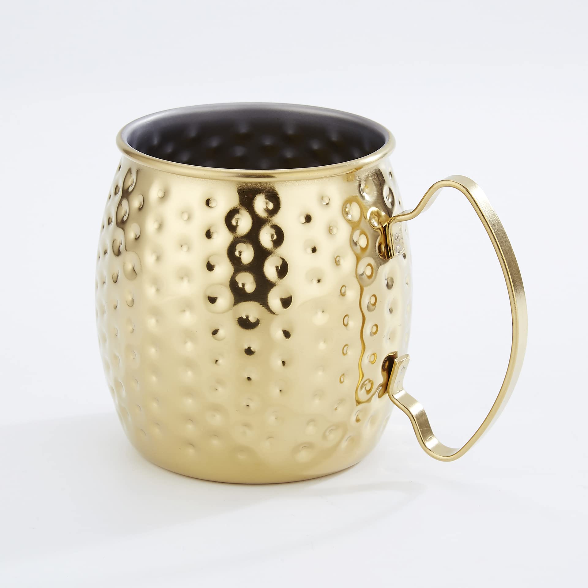 16.9Oz Moscow Mule Cup 304 Stainless Steel Cocktail Cup Creative Hammer Point Bar Beer Cup Drum Mug for Wine, Cold Drink,Party, Gifts (Golden)