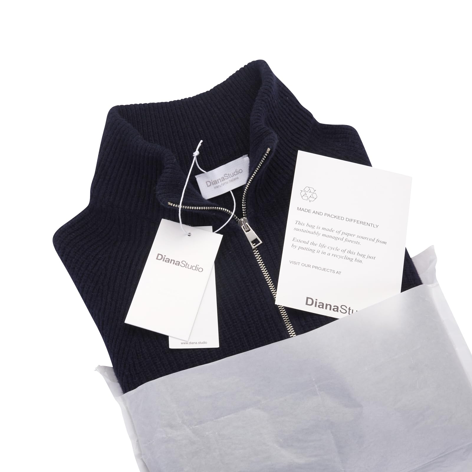 Diana Studio Maglione Mezza Zip in Lana Blend Fatto in Italia Maglione Uomo (Pacco da 1)