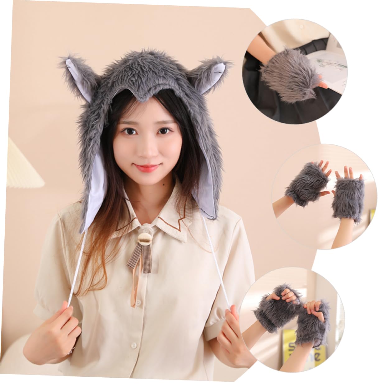 Amazon | ORFOFE 1 セット ファジーウルフハット 猫耳 コスプレ 