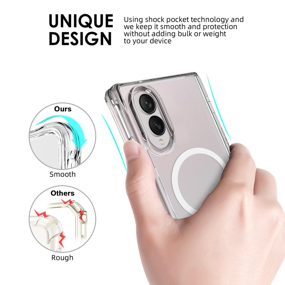 Custodia trasparente in TPU+PC con ricarica magnetica, effetto pelle, per Samsung Galaxy Z Fold 8 Ultra, antiurto, con cerniera protettiva e design sottile, trasparente, per Samsung Galaxy Z Fold 8 U