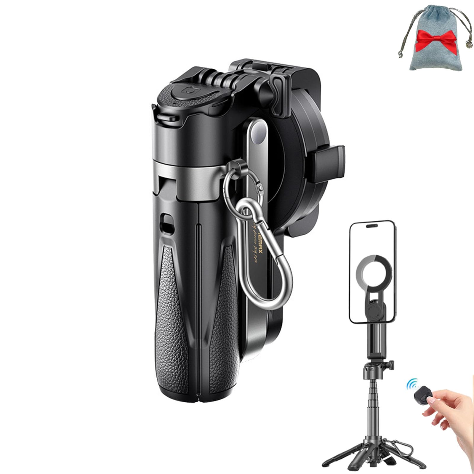 4 in 1 Uniluca Magflex Mini Pro - Works on All Smartphones– Magnetic 360° Rotatable Phone Stand with Retractable Arm, USB-C Charging, Mini Control (