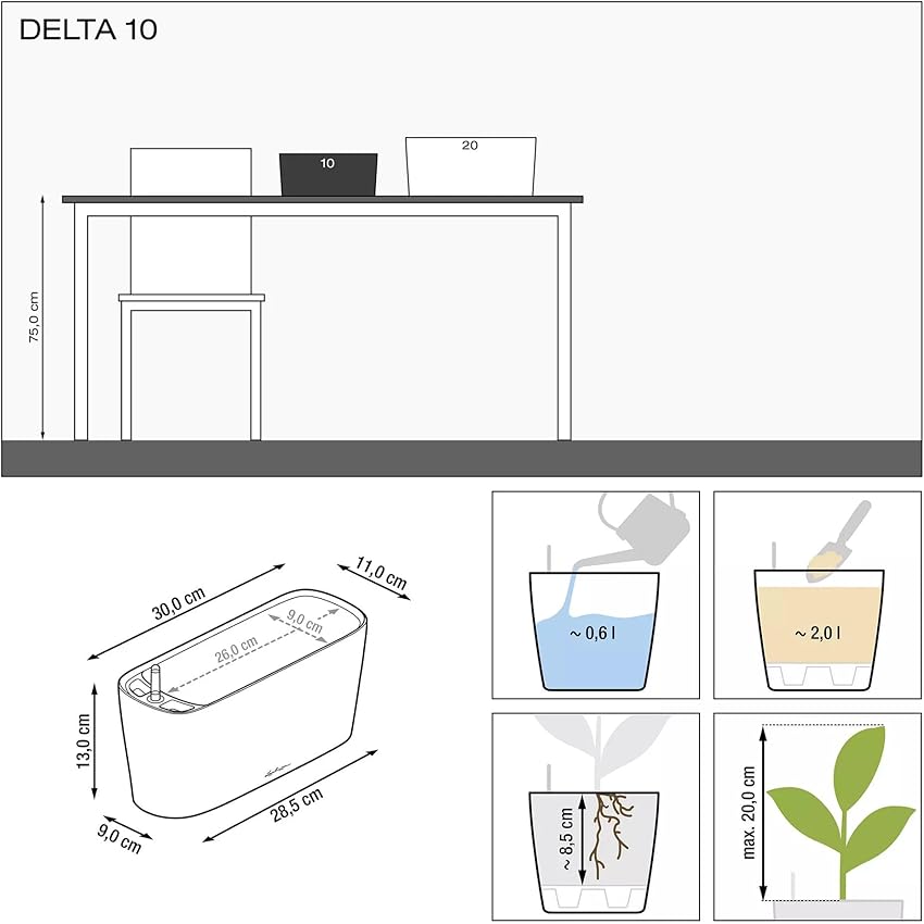 Imagen de LECHUZA DELTA 10 macetero blanco 10 l sistema de riego en OfertitasTOP