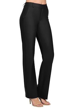 Prolific Health Womens Ponte Pull-On Dress Pants Slim Flared Straight Leg Work Pants for Teachers Office