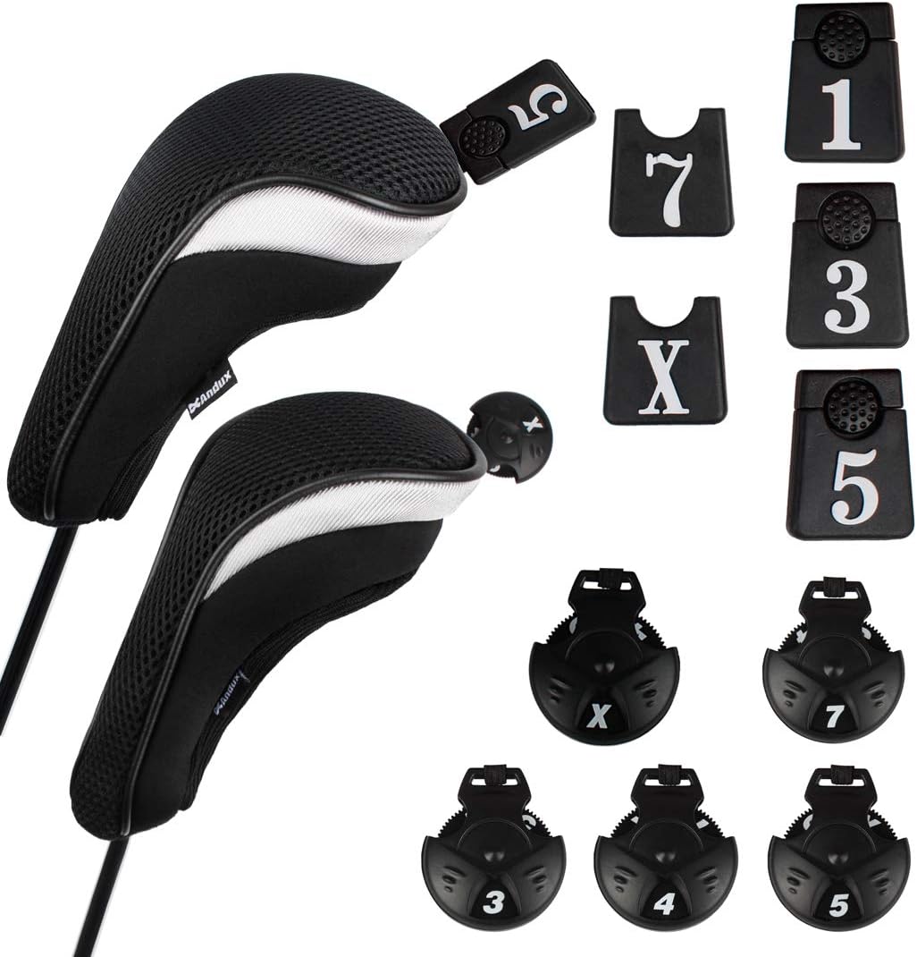 Andux 6pcs/Set Golf Club Head Covers Woods Driver Fairway Hybrid Set (3 Hybrids + 3 Woods)