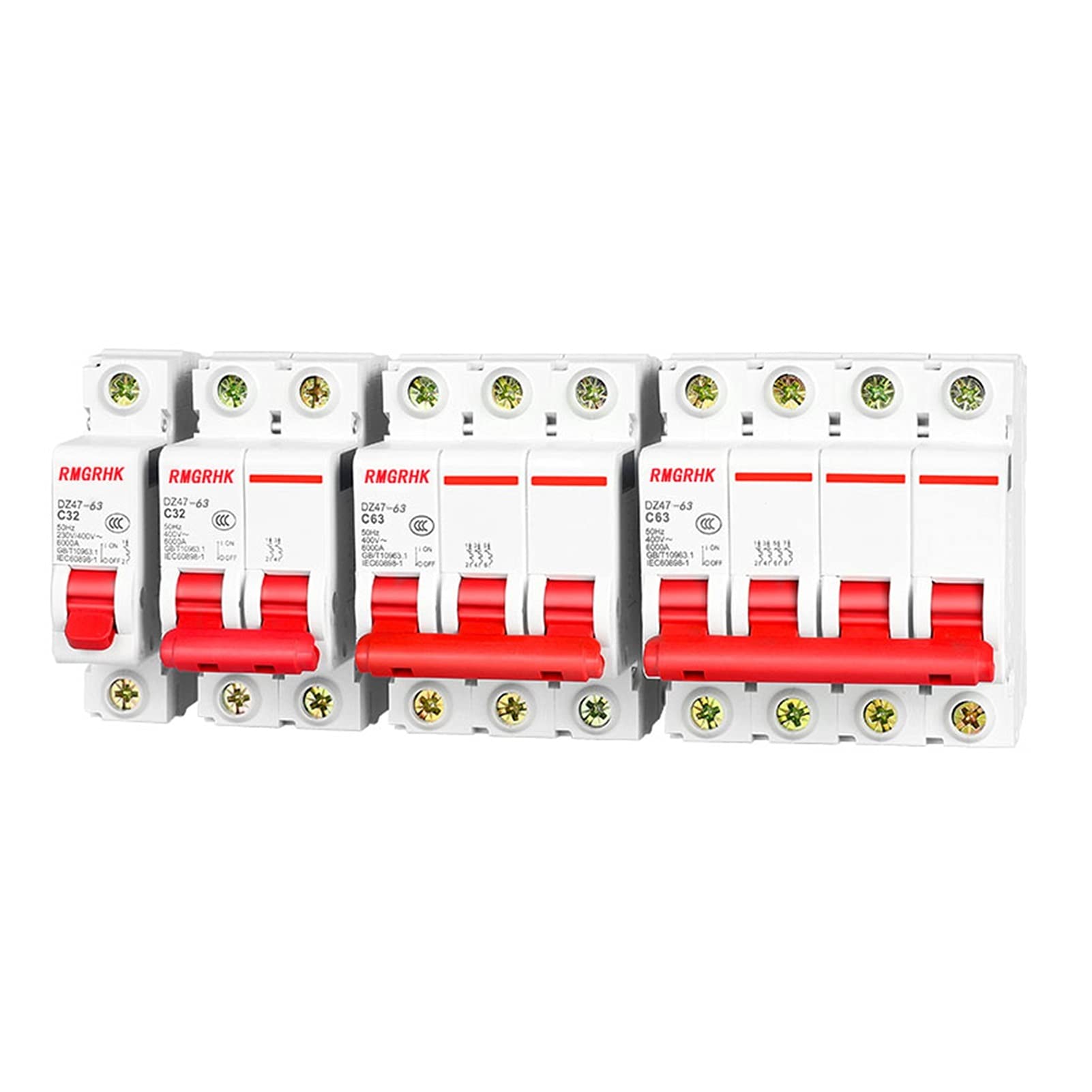 Wyłącznik automatyczny DZ47 1-4-biegunowy 3A/6A/10A/16A/20A/32A/40A/50A/63A 400 V Typ C mini wyłącznik MCB 35 mm montaż na szynie DIN Wydajność przełączania 6KA (3 lata, 4)