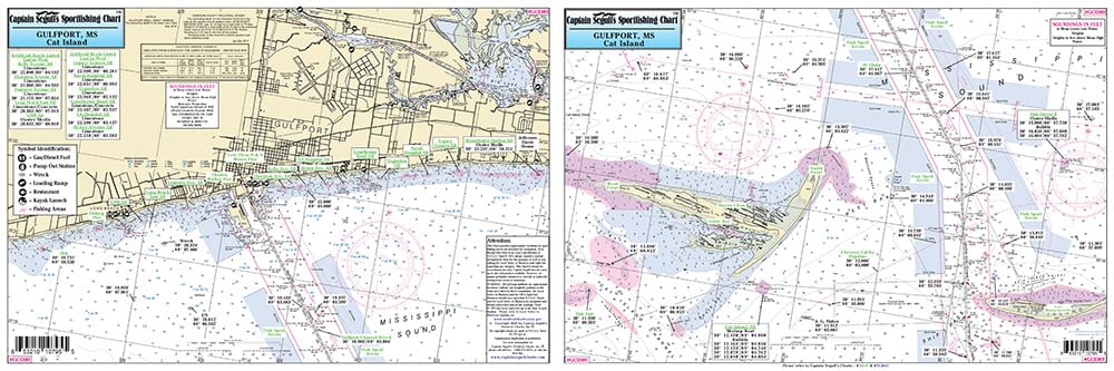 Captain Segull Inshore Gulfport to Cat Island MS Fishing Nautical Chart