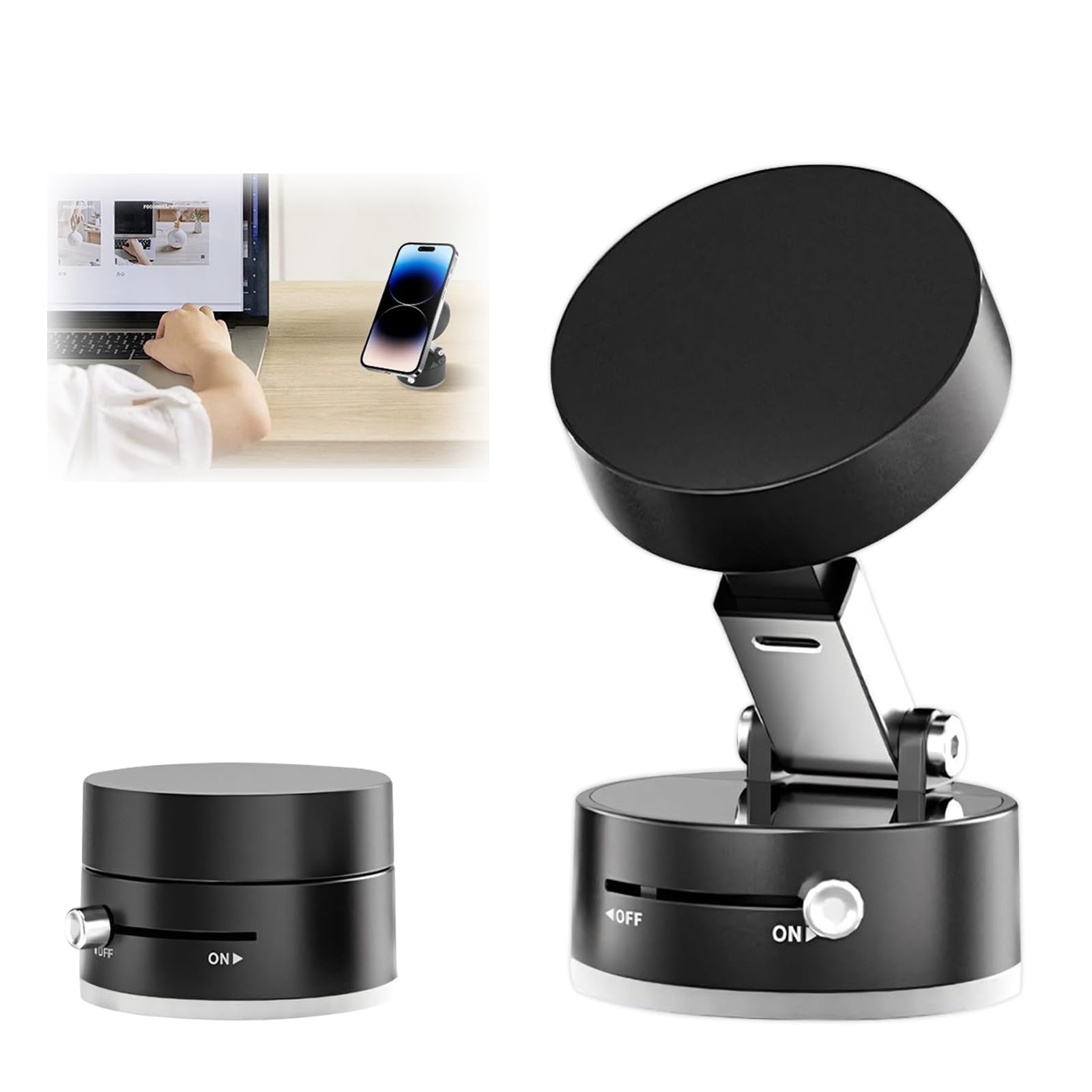 AstroScape Multifunctional Vacuum Suction Phone Holder, 2025 New Foldable Portable Vacuum Magnetic Cell Phone Holder, 360°Rotatable Vacuum Phone Stand for Car/Mirror/Gym-image-18