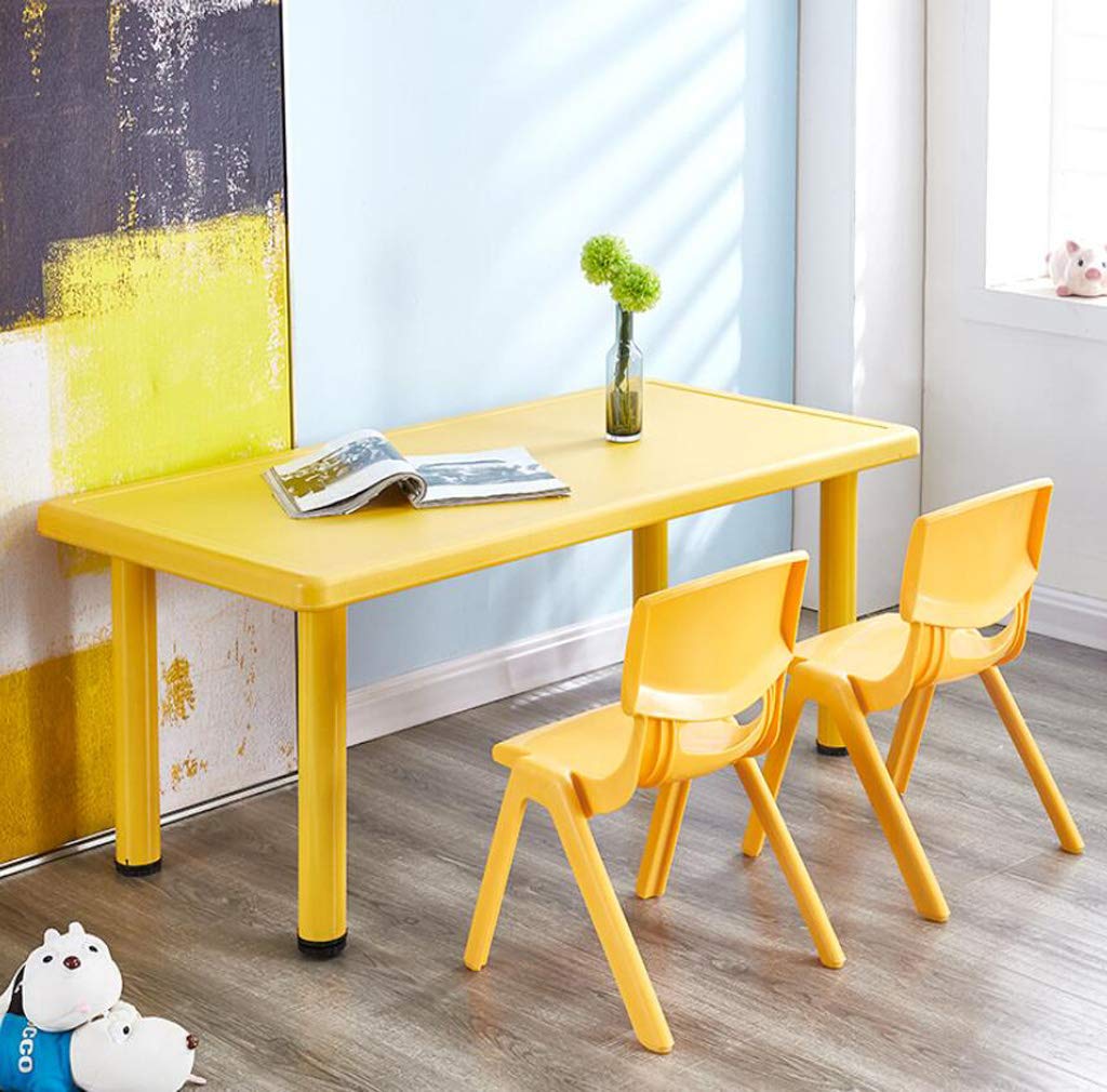 Kids Children's Plastic Table, Kindergarten,Home,Daycare Sturdy Table,Dining Table Game Table for Study Activity Garden Indoor Or Outdoor Use,Yellow