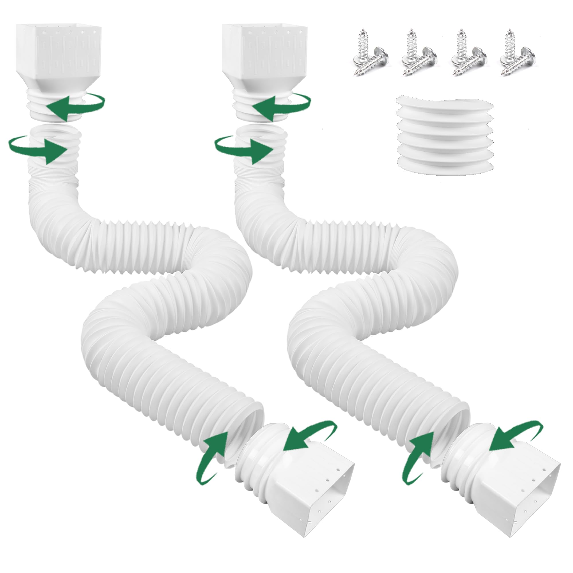 Paquete de 2 extensiones de canalón de lluvia, extensor de boquilla de drenaje flexible, juego de extensores de drenaje de boquilla hacia abajo, conector de canalón, drenaje de agua de lluvia, con