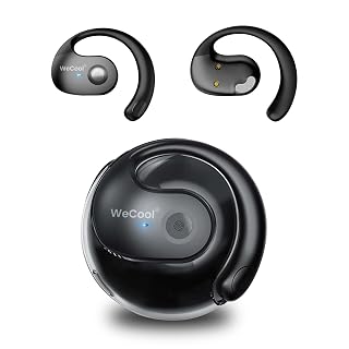 WeCool Moonwalk Mini New Open Ear Earbuds Wireless with Call Noise Reduction, 60H Playtime Bluetooth 5.4 Ows Earphones with 360° Panoramic Sound, 16mm Drive Ear Safe Headphones with Mic, IP55 - Amazon product rated Grade A