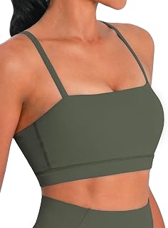 Sunzel Adjustable Straps Sports Bra Padded Yoga Crop Top Light Support | Buttery Soft, Wireless, Adjustable Spaghetti Straps, Removable Pads, Bandeau Bra with Straps, Workout Gym Daily Wear