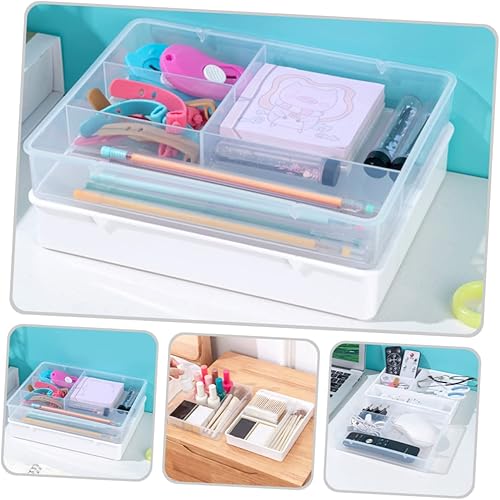 Miniatura 9 de Tofficu Caja de almacenamiento de 2 compartimentos para cubiertos, organizador de pinceles de tocador, organizador de escritorio y accesorios,