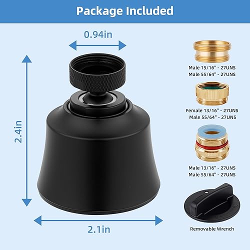 Miniatura 2 de Hygie Rinse Accesorio rociador de grifo con 4 modos de pulverización, grifo giratorio de 360, aireador de fregadero de cocina, cabezal de grifo