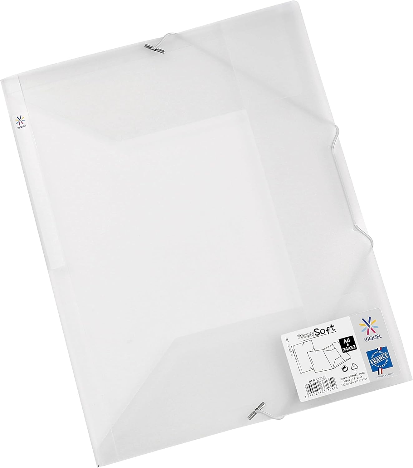 Viquel - Large Capacity Plastic 3 Flap Folder - A4 File Box with ID tag - Colourless