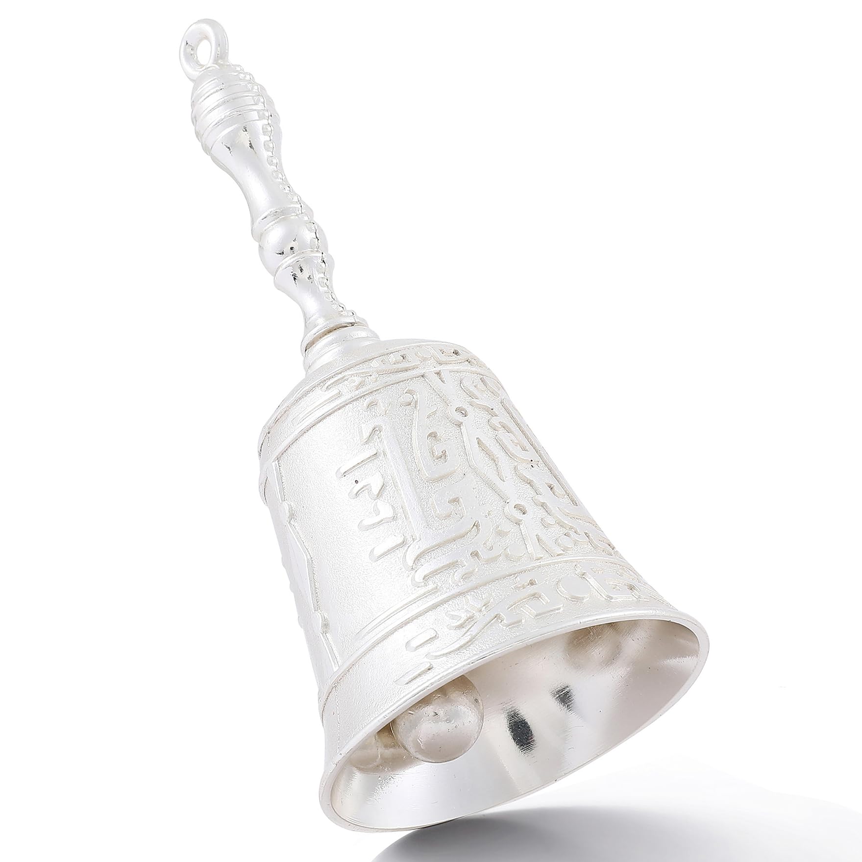 Homelavie Super Loud Solid Brass Hand Call Bell for Ringing at Wedding, New Style Hand Bells for Seniors Bedside, Teacher Classroom Bell, Dinner Bell, Tibetan Bells, Gift for Bedridden Mom (Silver)