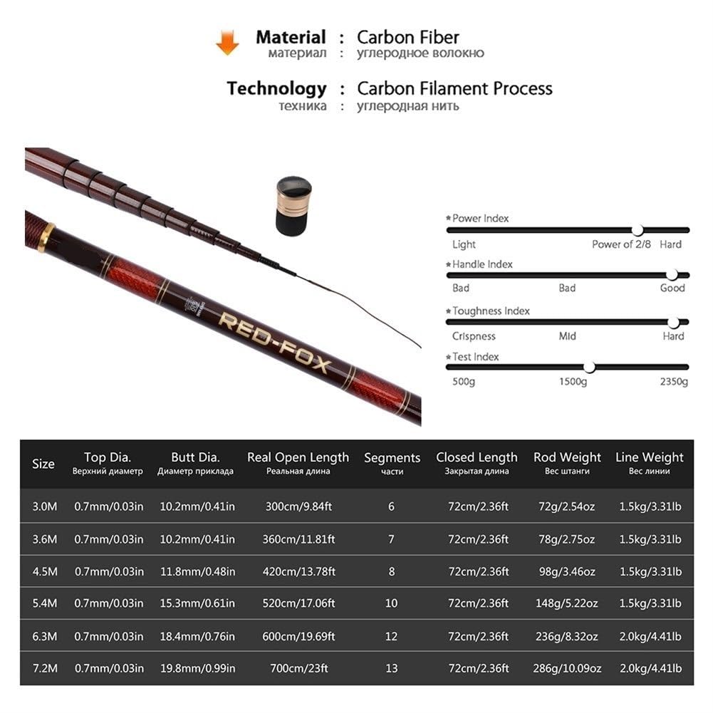 Canna da pesca ad alto tenore di carbonio In fibra di carbonio telescopica canna da pesca ultra-leggero flusso mano Polo Carp Feeder