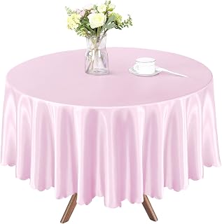Homiest 72 Inch / 6ft Satin Round Tablecloth, Blush Pink Table Cover