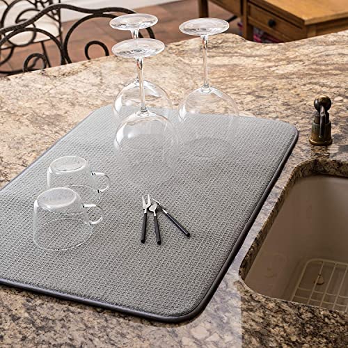 Xxl Dish Mat 24" X 17" (Largest Mat) Microfiber Dish Drying Mat, Super Absorbent By Bellemain (Gray) #TOP2