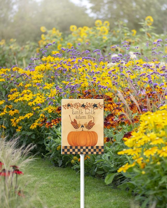 Geroclonup Palo in alluminio per esterni Autunno Decorazione rustica da giardino Palo Autunno Cartello da cortile Benvenuto nella nostra toppa Ornamenti per prato per portico giardino casa patio