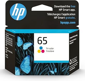 HP 65 Tri-Color Ink Cartridge | Works with AMP 100, DeskJet 2600, 3700; Envy 5000 | Eligible for Instant Ink | N9K01AN