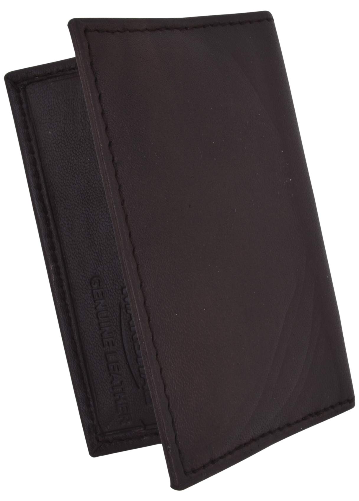 MARSHAL Soporte plegable de piel auténtica para tarjetas de visita y tarjetas de crédito con carga lateral, Marrón, Talla única, Billetera plegable