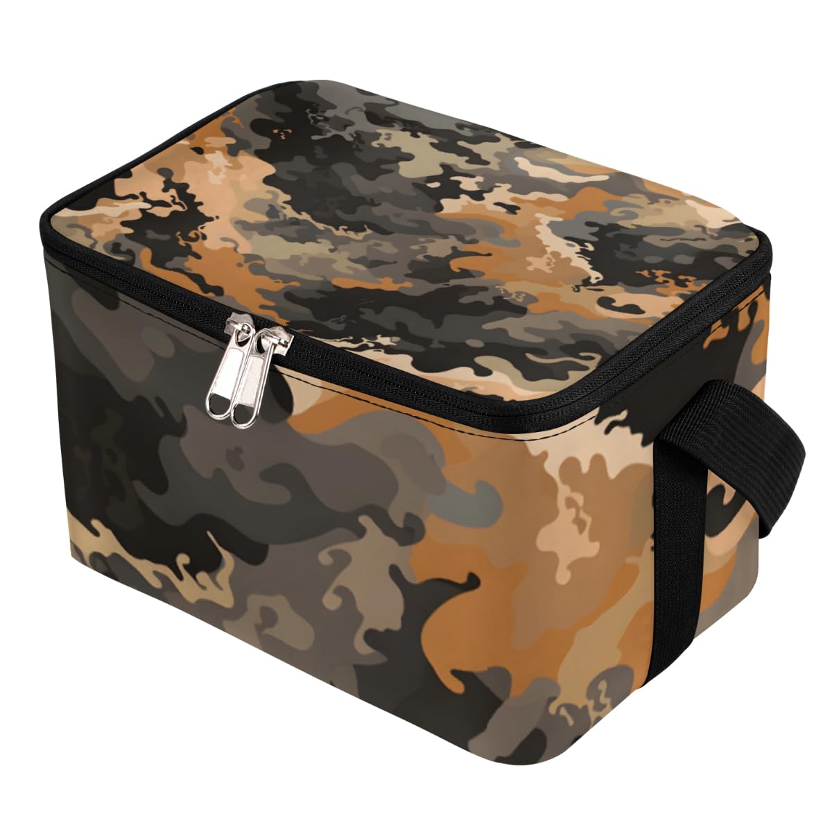 GzLeyigou Lunch Bags for Women Men 9 Cans,Abstract Military Hot & Cold Food Delivery Bag Insulated Grocery Bag Insulated Lunch Box Camouflage Pattern Texture Cooler Bag for Office Work Picnic Beach