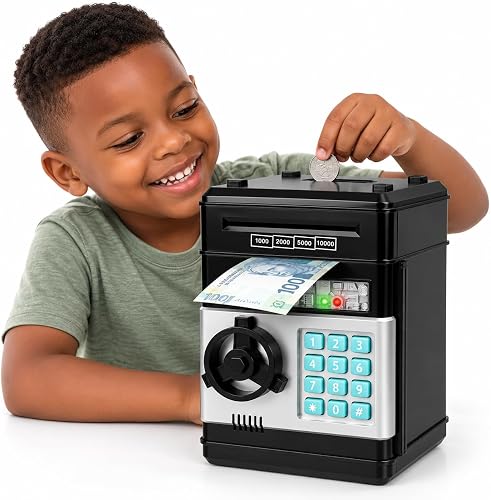 Electronic Piggy Bank for Kids, Password Money Box with ATM