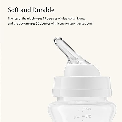Miniatura 6 de Natural Flow - Biberón de polipropileno con boquilla de respuesta natural, biberones anticólicos de cuello ancho, fácil de limpiar (6.4 onzas