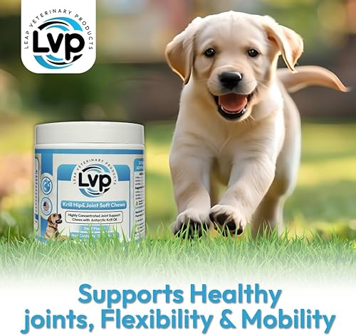 Miniatura 6 de Suplementos para perros para cadera y articulaciones, aceite de krill y glucosamina masticables suaves, suplemento articular para perros con aceite