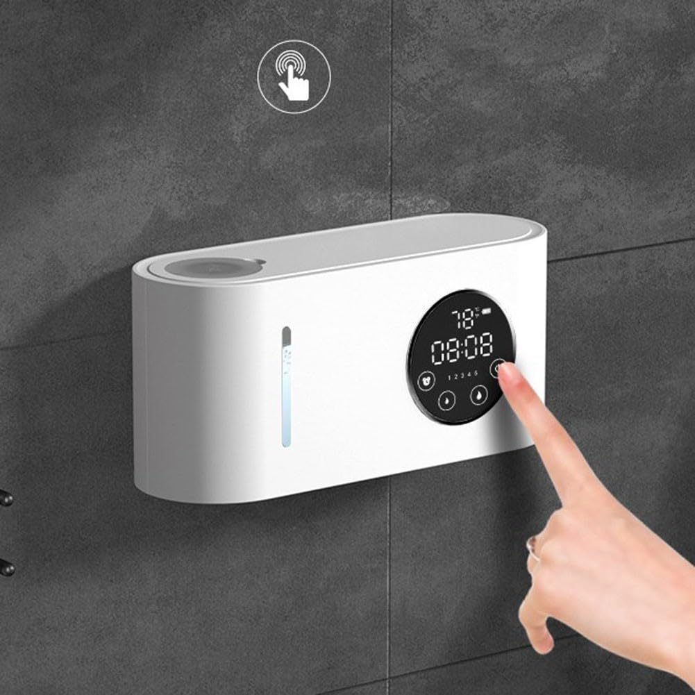 Dispenser di sapone intelligente touchless, montaggio a parete, con display digitale, monitor della temperatura, uscita in schiuma regolabile, ricaricabile tramite USB, capacità 500 ml, per bagno e
