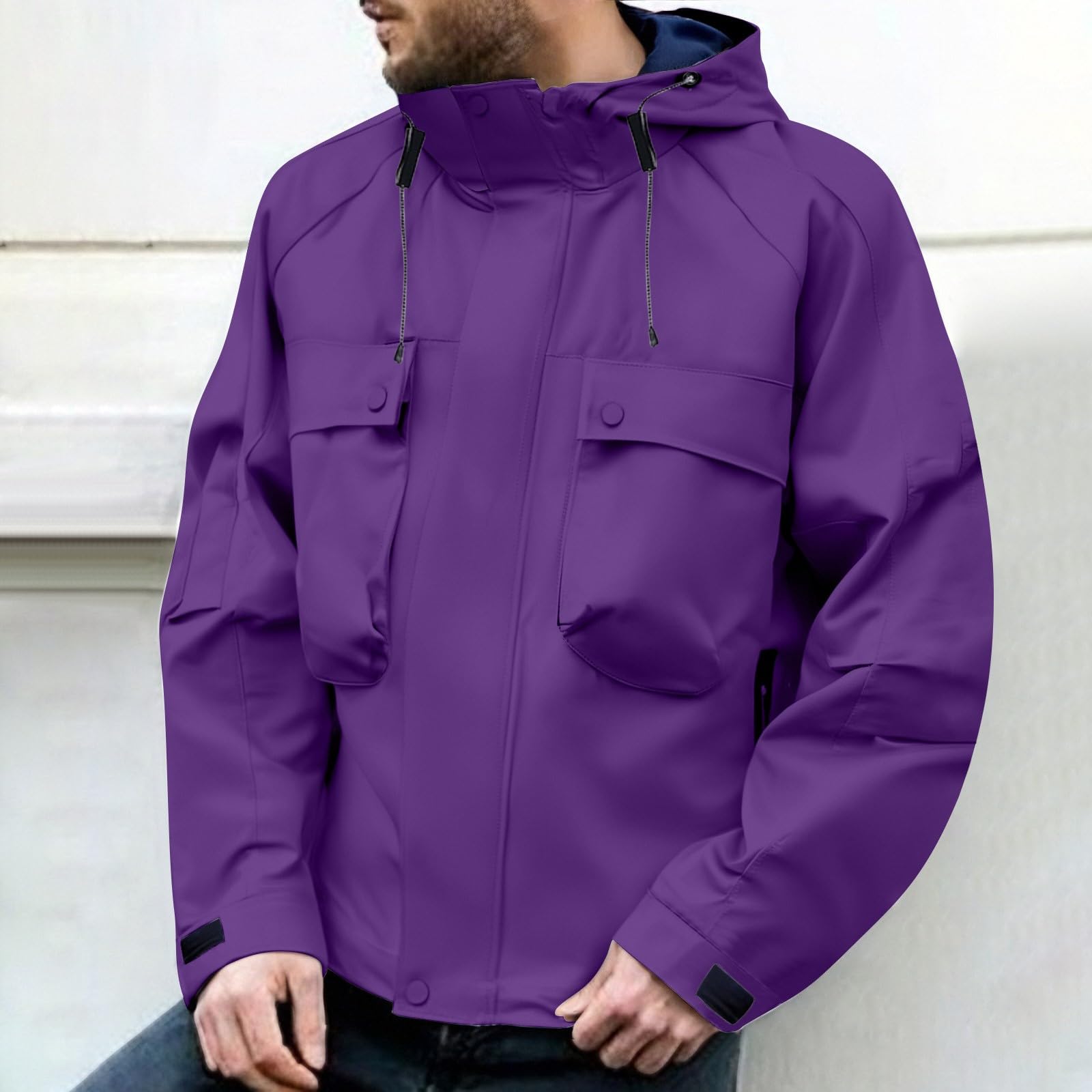 Leichte Übergangsjacke Herren mit Kapuze Sweatjacke Doppeltasche Kapuzenjacke Schnelltrocknend Sportjacke Einfarbig Trainingsjacke Wasserdichte Camping Outdoorjacke Atmungsaktiv Freizeitjacke