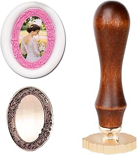 YOLAKIS Relief Carve Frame Wax Seal Stamp 3D Embossed with Rosewood Handle Vintage Floral Photo Frame Wax Stamp Ideal for Wedding Invites Gift Wrapping Envelopes & Christmas Cards Decor