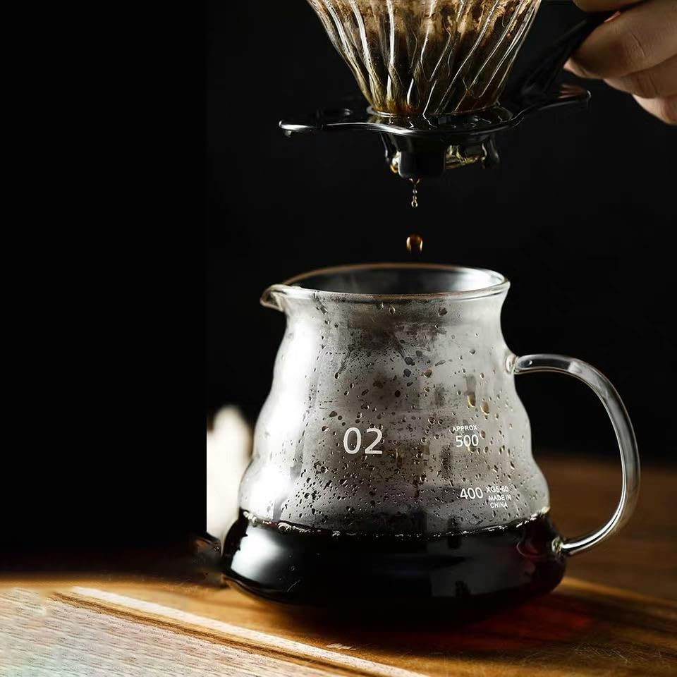 Image of The Bean Co Roasters Coffee Dripper - Manual Pour Over Brewer for Cup & Carafe | Heat-Resistant Borosilicate Glass | Cafe-Style Brewing
