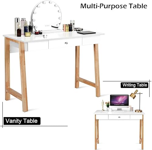 Miniatura 5 de LUARANE - Escritorio moderno para computadora, escritorio de madera para oficina en casa con cajón de almacenamiento, escritorio espacioso,
