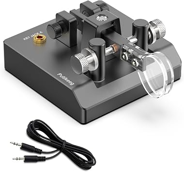 Putikeeg Morse Mini Code Key Morse Code Paddle Key Aluminum Alloy Dual-Key Jacks Morse CW Portable Key Morse Practice Key Grey