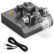 Putikeeg Morse Mini Code Key Morse Code Paddle Key Aluminum Alloy Dual-Key Jacks Morse CW Portable Key Morse Practice Key Grey