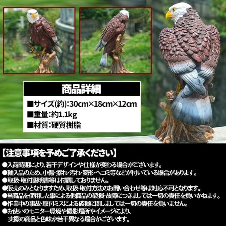 ガラスの鳥　鷲　鷹　置物　オブジェ　-KA Amazon.co.jp: 鳥よけ 鷹 鷲 タカ ワシ 置物 リアルイーグル 害鳥