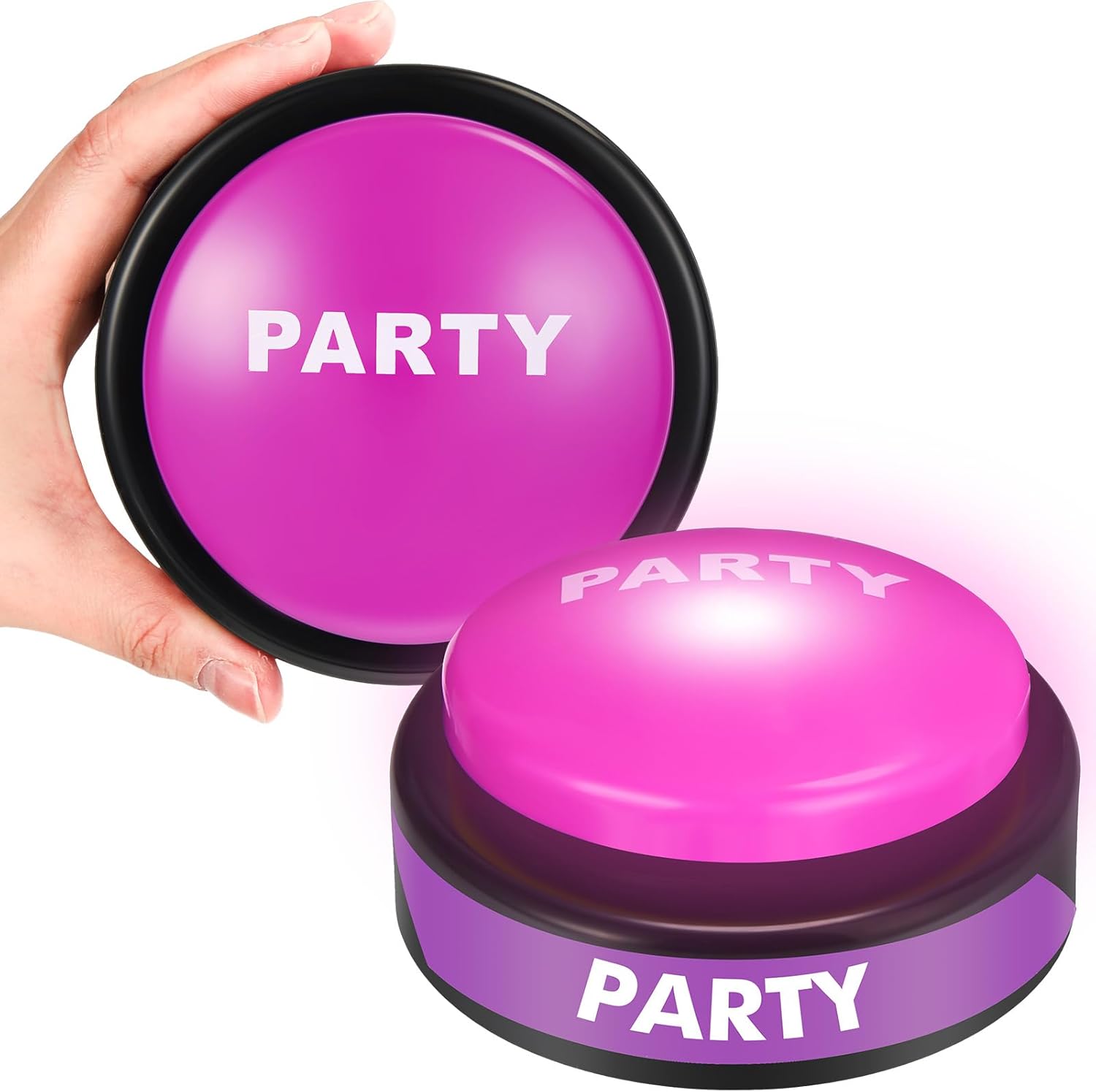 2 Pcs Party Dance Button 30s Dance Party Music Button Funny Buzzer for Office Toys Novelty Gag Gifts Cool Desk Decor Gadget, 4.5 x 4.5 x 1.5 Inch(Purple)