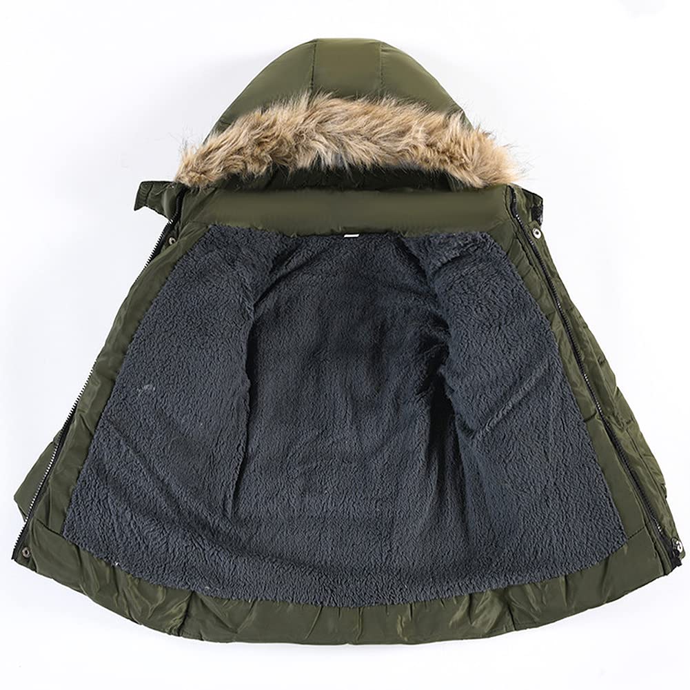 Niño Abrigo de Invierno Calida Chaqueta con Pelo Capucha Parka con Estampado de Letras Chaqueta nieve Ropa Exterior Infantil