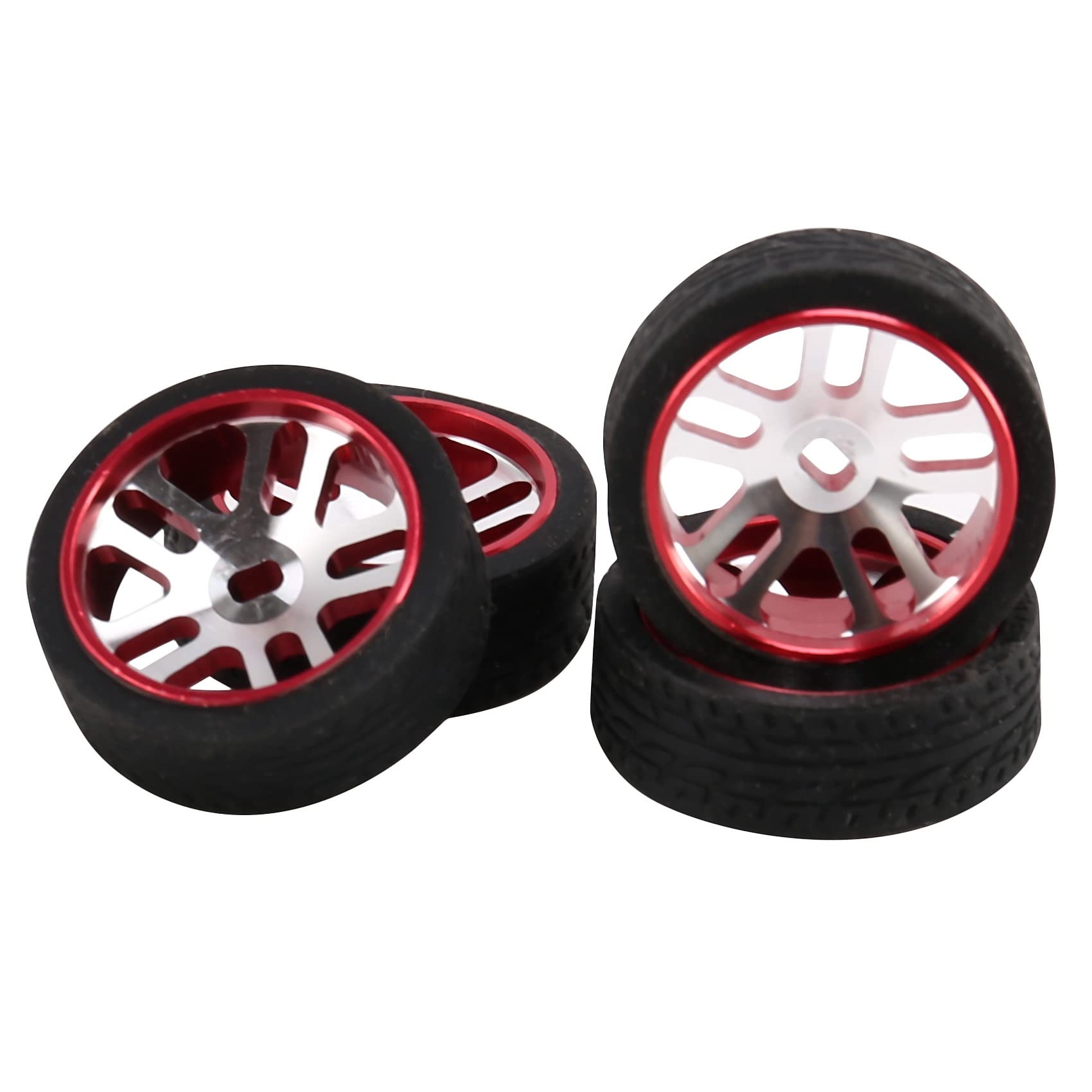 TABL 4Pcs RC Car Tires & Wheels for K969 K989 K999 P929 Iw04M Awd Iw02 02 03 Dgawd Mini-Z RC 1/28 Car Parts,Red