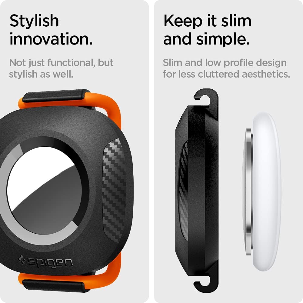 Spigen ComforTag Designed for AirTag 2nd Gen (2026) & 1st Gen Case Cover Holder for Pets Dogs Cats Collar for Outdoor Activities and More - Black (2 Bands)