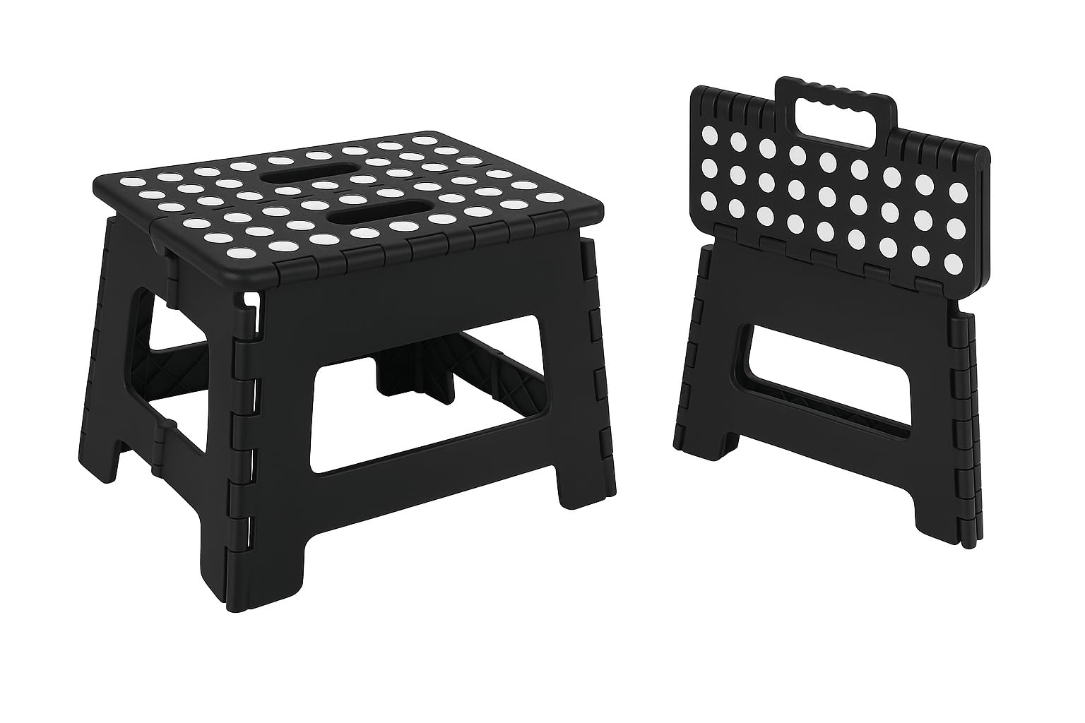 Taburete plegable de 22 cm, taburete plegable estable con superficies antideslizantes, fácil de transportar, pequeño taburete plegable, ideal para baño infantil, camping, picnic, hogar, color negro
