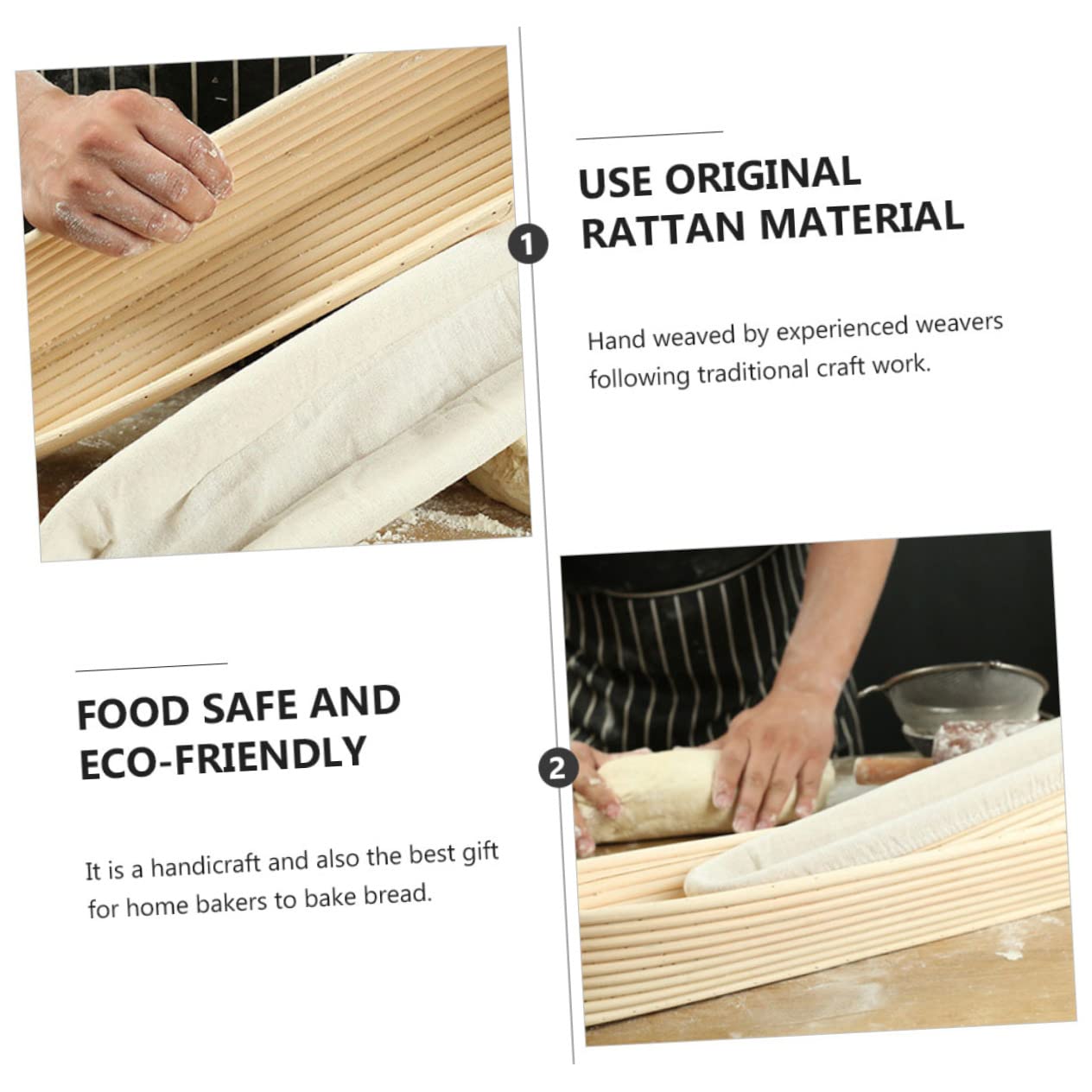 Langer Brotkorb für Teigführung, Wiederverwendbar, Handwaschbar, Beige | Brotbacken und Gärung, für Erfahrene Bäcker und Anfänger zu Hause, aus Weide, 1 Stück Zufällige Farbe