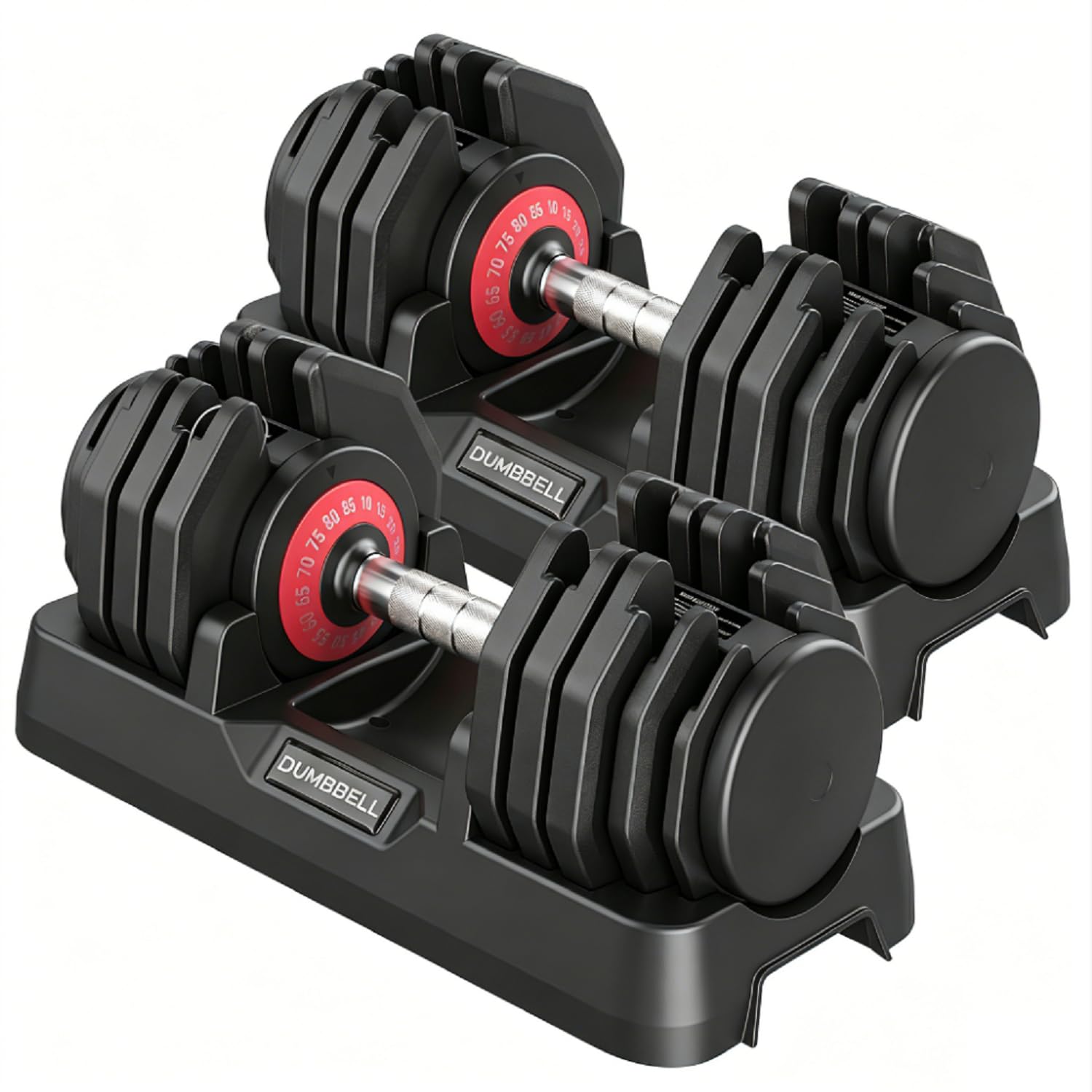 All in One Adjustable Dumbbell Set with Non-Slip Handle for Home Gym | 25/26.5/55/85lbs Free Weights Dumbbells Set, 1 Hand Quick Adjust Weights Set