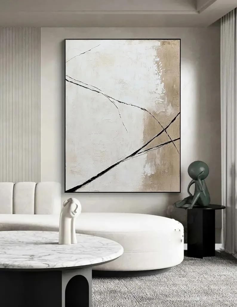 Nordic Style Prints On Canvas Painting Neutral Minimalist Wall Art White Oil Boho Beige Home Interior Decoration(70x110cm/Frameless)