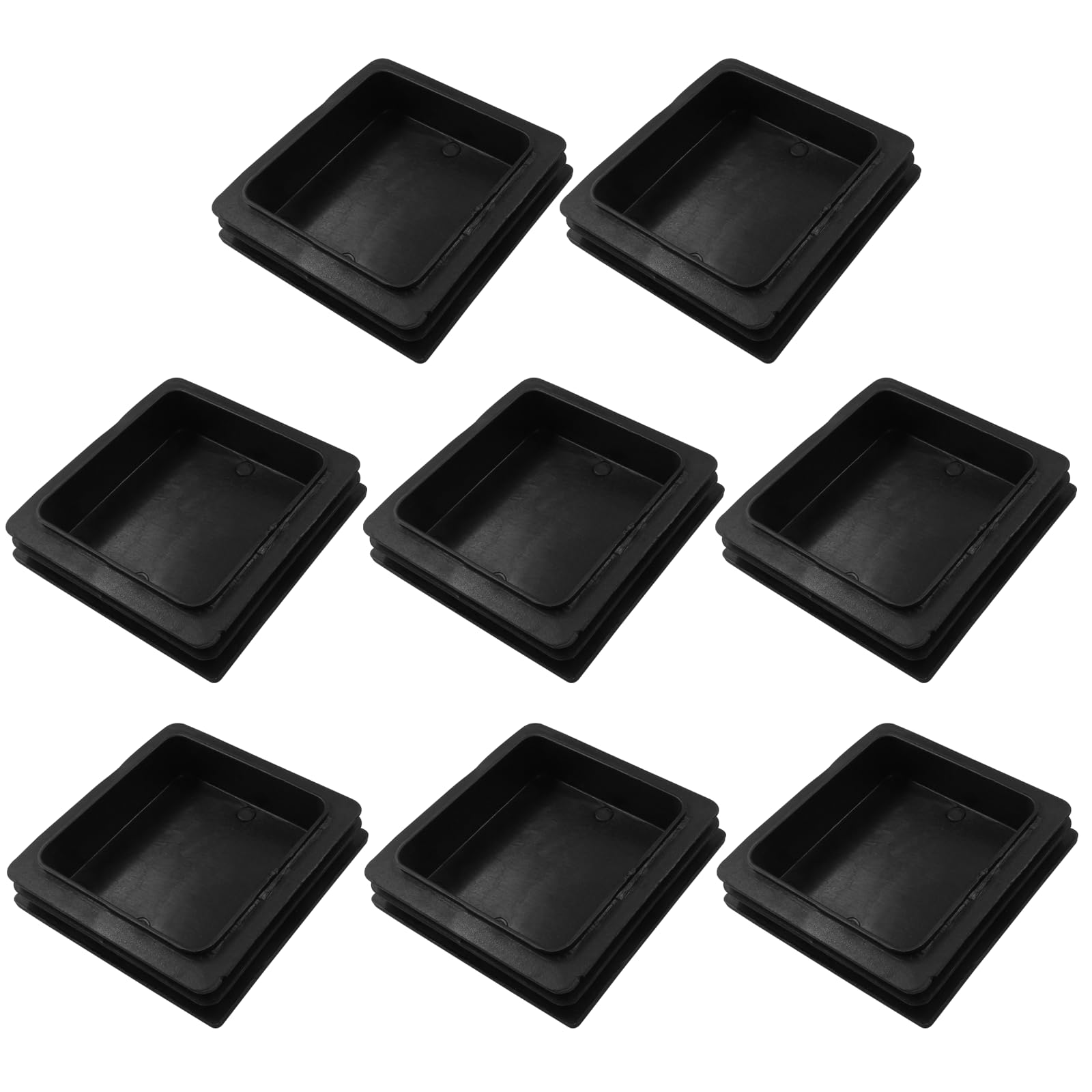 Bonsicoky 4" Square Plastic Plugs, Black, 8 Pack | Tubing End Caps, Insert for Square Tube, Furniture Legs