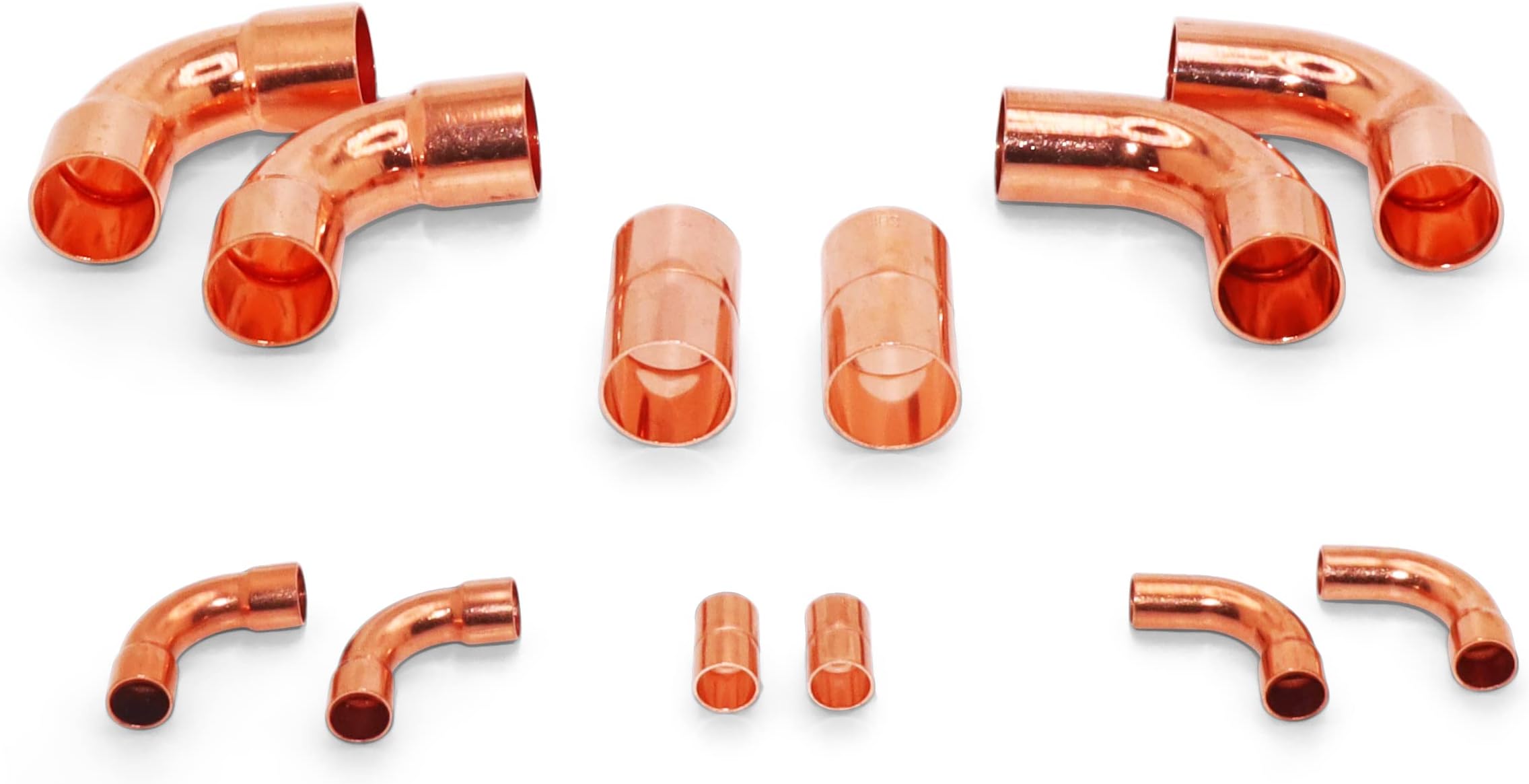 Copper Kit HVACR 3/8 & 7/8 Line Set Copper Fittings Kit air condition refrigeration liquid line & suction lines tubing pipes & ACR:(2)Couplings,(2) Long Turn 90's,(2)Street LR 90's 99.9% Pure Copper