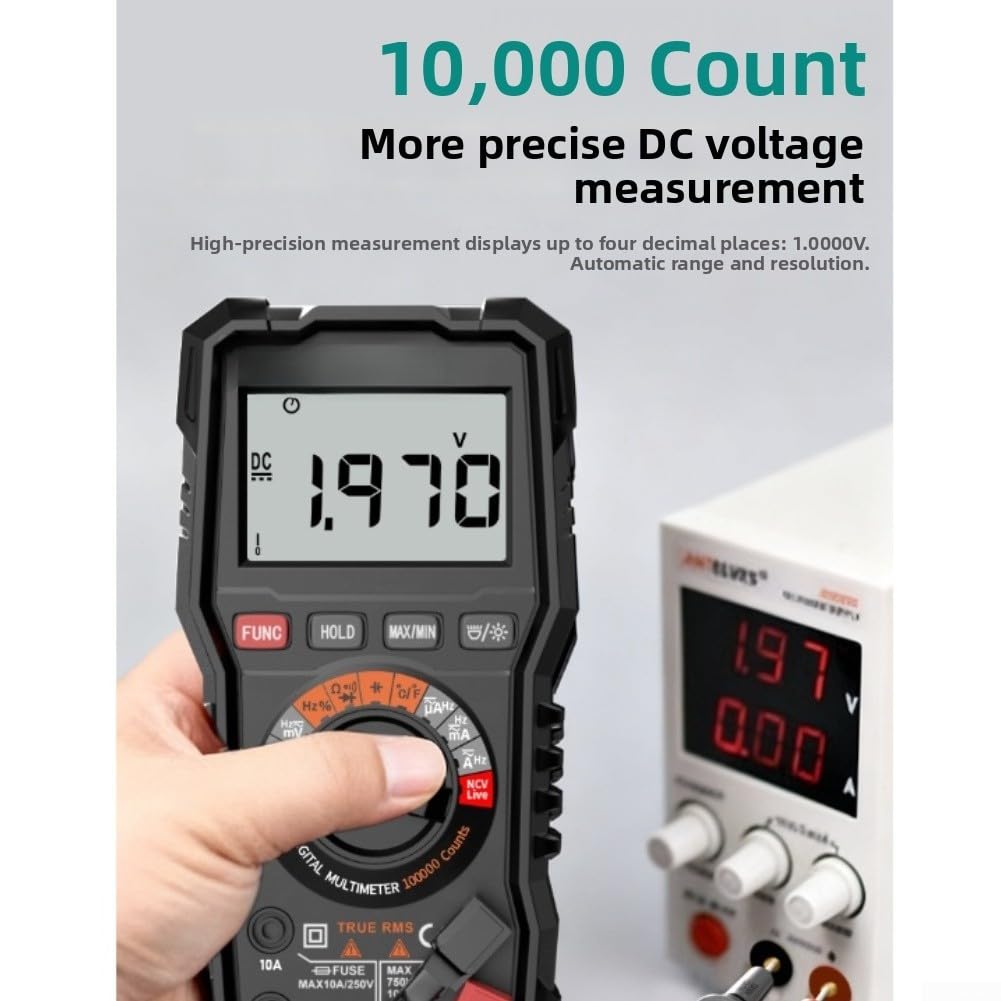 Misuratore di corrente, multimetro digitale, 6000 conteggi, True RMS NCV, tester per batterie, fusibili, auto range, con retroilluminazione (Project 10000)